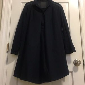 All Saints Navy shirt dress with sheer panel